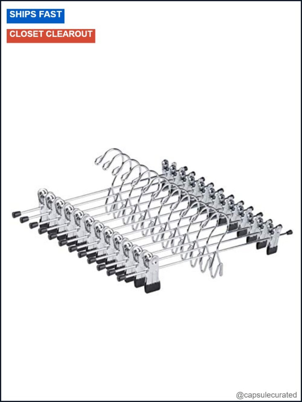 12pk Heavy Duty Metal Pants Hangers with Clips Stackable Add On